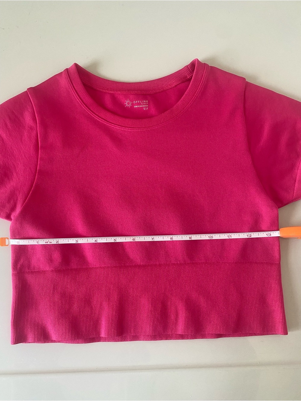 aerie Bright Pink Short Sleeve Crop Top - Picture 5 of 7